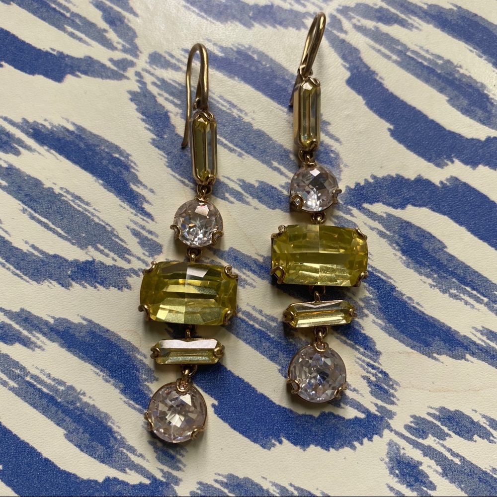 Yellow and clear stone stone evening earring